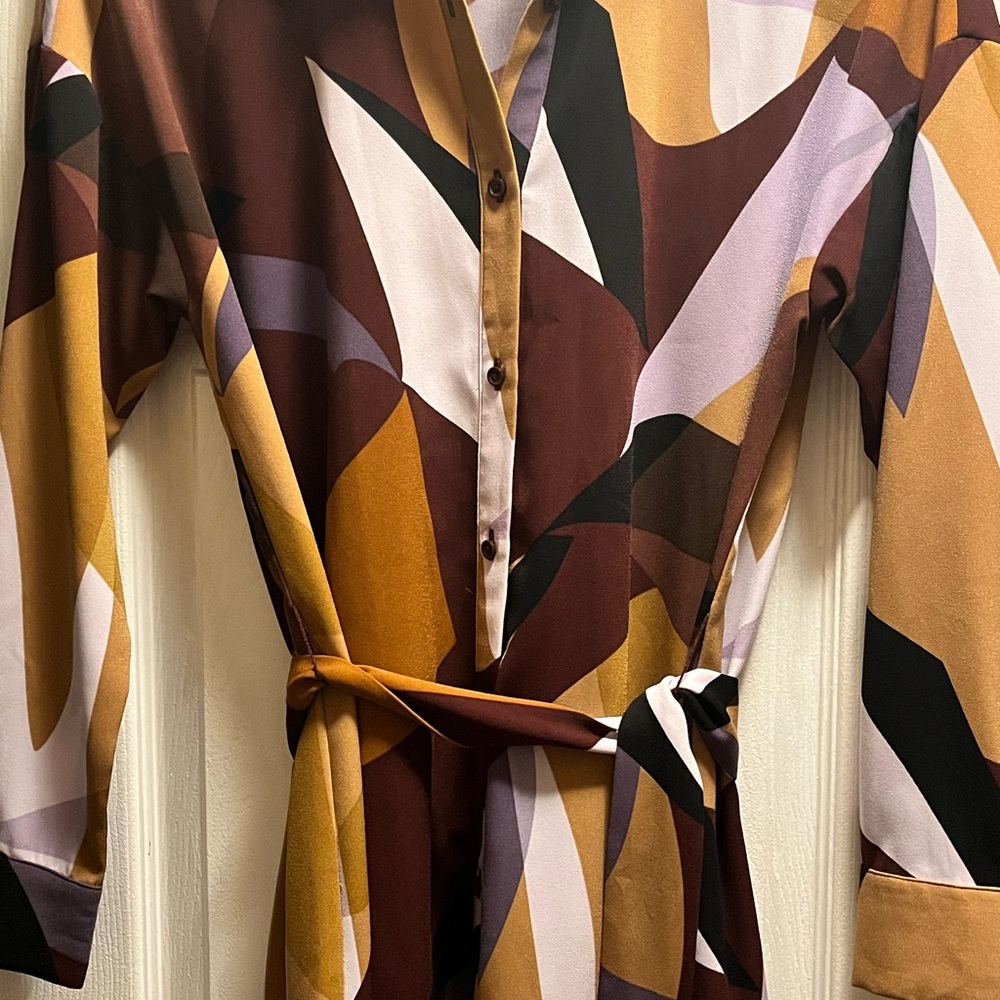 Nine West Geometric Brown and Black Dress
